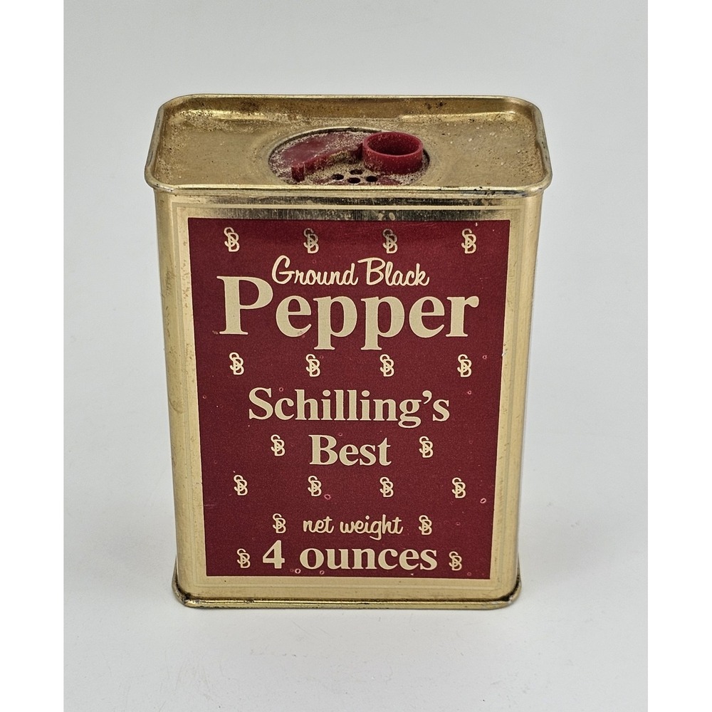 Vintage ~ Schilling's‎ Ground Black Pepper 4oz Can circa 1976 Bicentennial